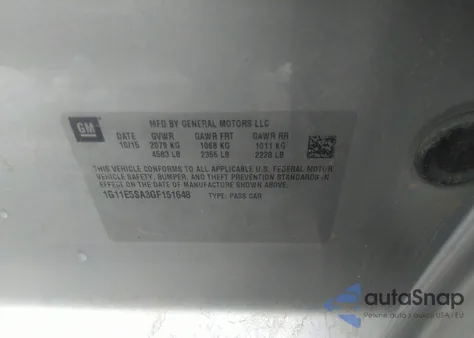 2016 Chevrolet Malibu Limited Ltz из США, поврежденный, VIN 1G11E5SA3GF151648